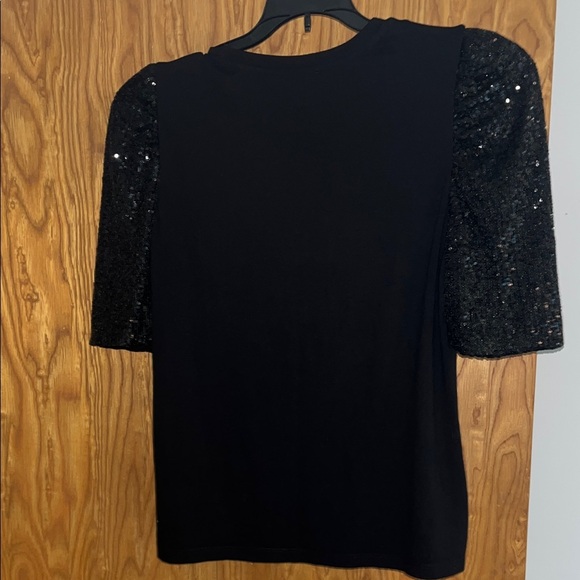 Rachel Zoe Black Top with Sequin Sleeves - Picture 4 of 5